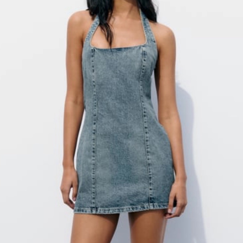 Zara denim halter dress. Worn once basically new